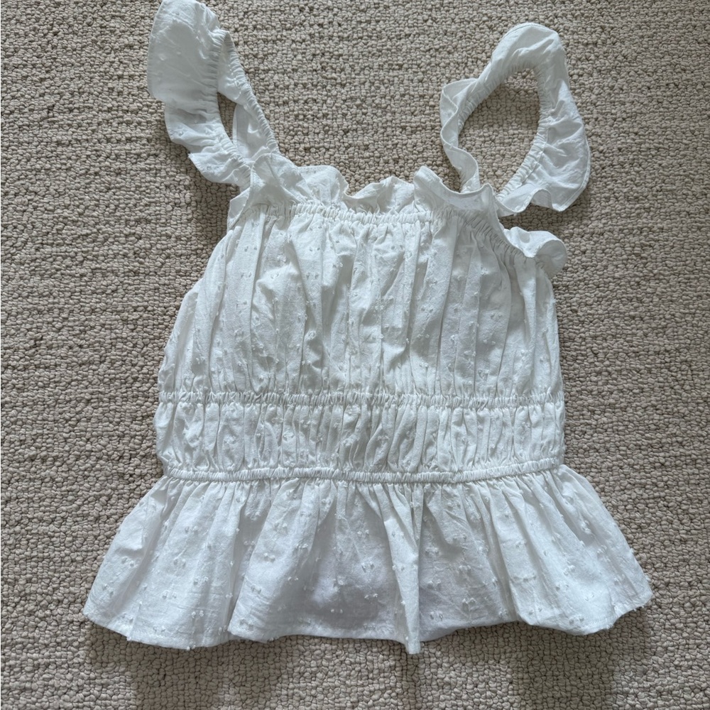 White Ruffled Loveriche  Top